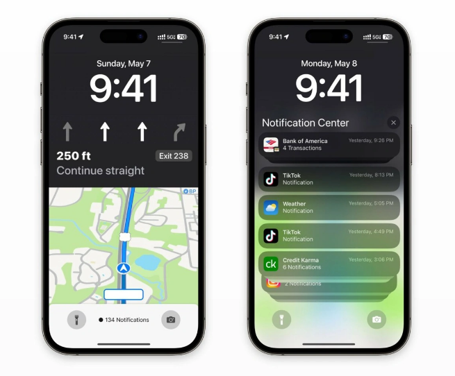 石排镇苹果维修服务分享iOS17锁屏地图导航半屏显示长什么样 